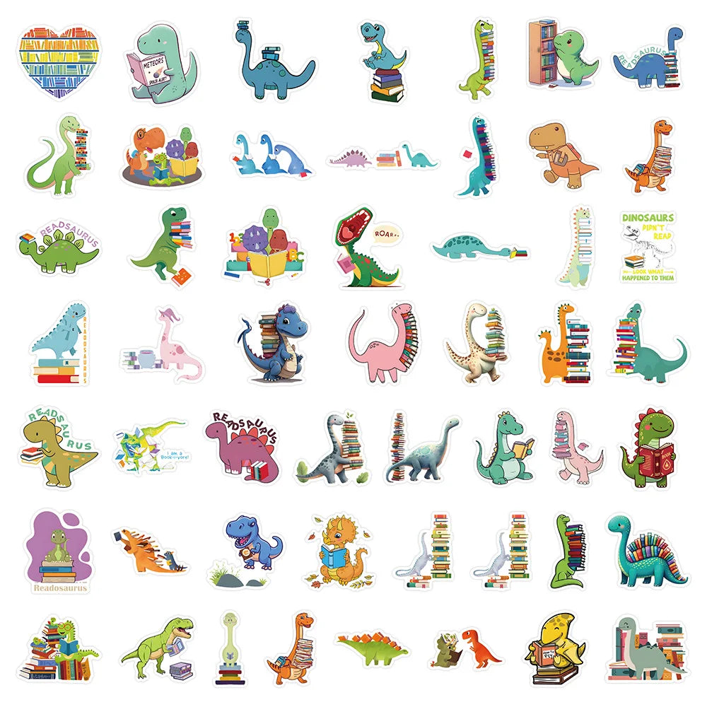 10/30/50PCS Book Dinosaurs Stickers Funny Kids Toy Decals DIY Laptop Phone Car Bike Skateboard Waterproof Sticker Graffiti Gift