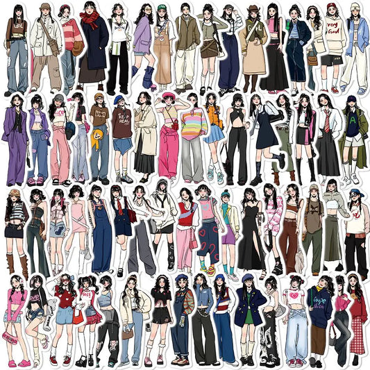 10/65pcs Fashion Mocha Girl Stickers Decals Cartoon Graffiti DIY  Notebook Luggage Wall Decoration PVC Sticker