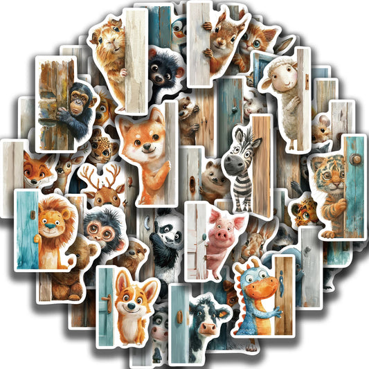 50PCS Animal Door Stickers Aesthetic PVC Kids Decor