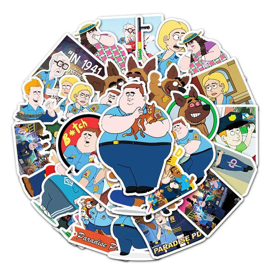 50pcs Paradise PD Cartoon Sticker Set for Laptop, Phone, Car, Water Bottle, Fridge, Stationery