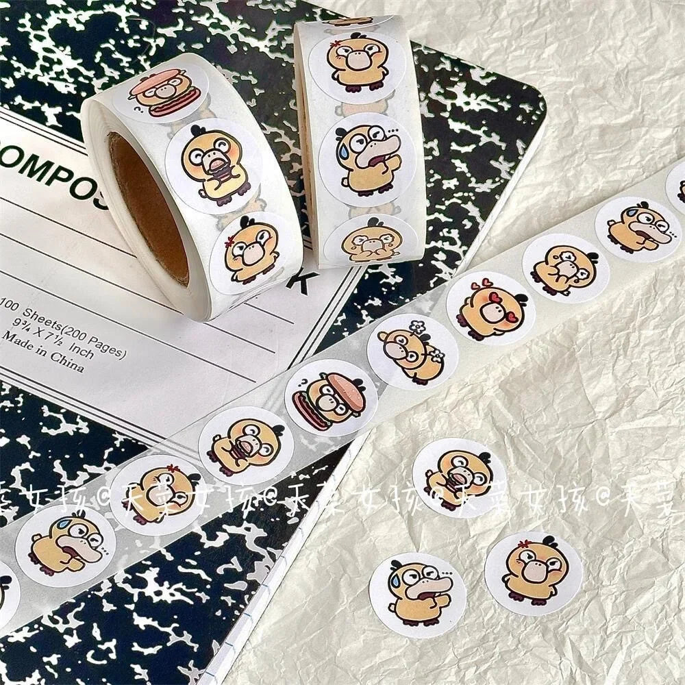 1000pcs Pokémon Psyduck Cartoon Sticker Roll