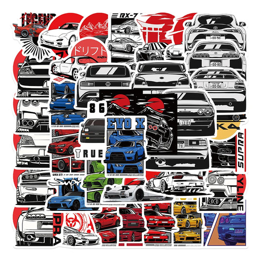 JDM Car Stickers Decals 10/30/50pcs Bumper Helmet Motorcycle PVC