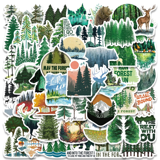 50PCS Outdoor Forest Animal Stickers for Luggage, Notebook, Motorcycle, Laptop, Kids Toy Gift