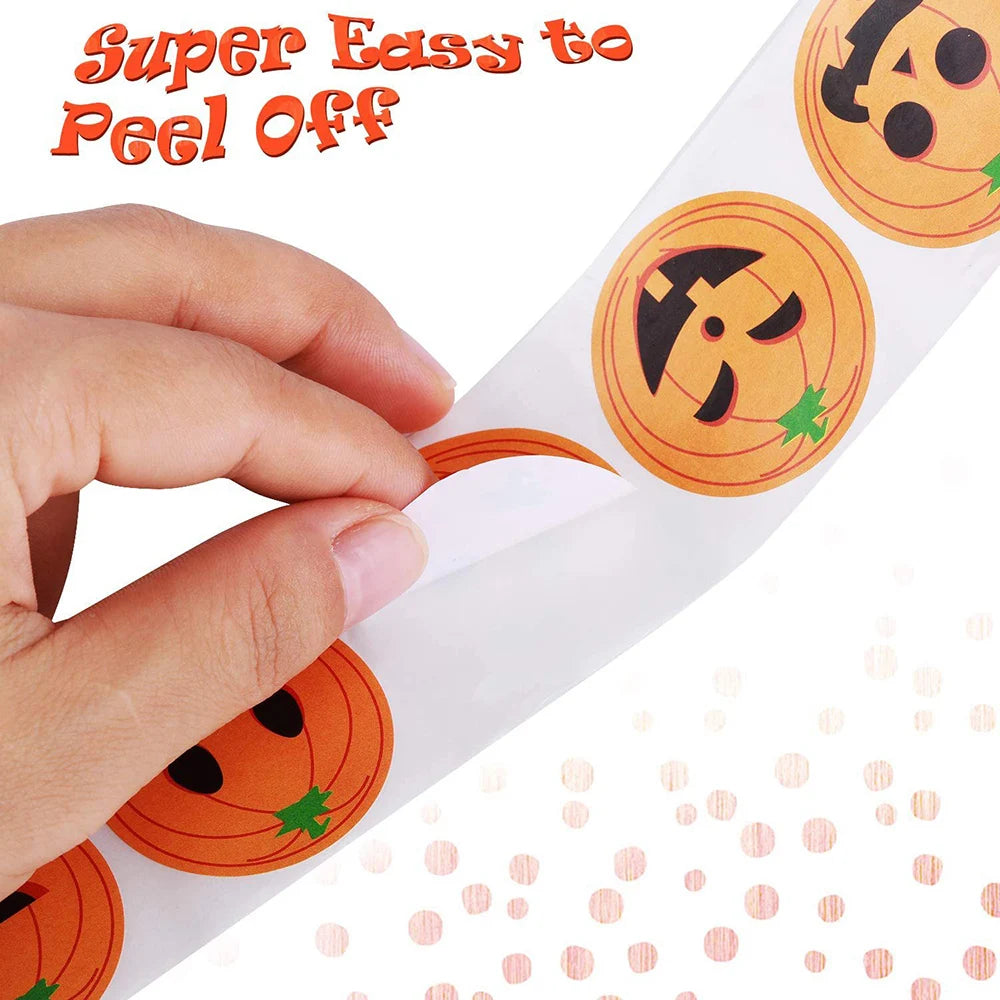100-500pcs Halloween Skeleton Round Sticker Envelope Sealing Labels Candy Bag Sticker Halloween Decoration Decor Pumpkin