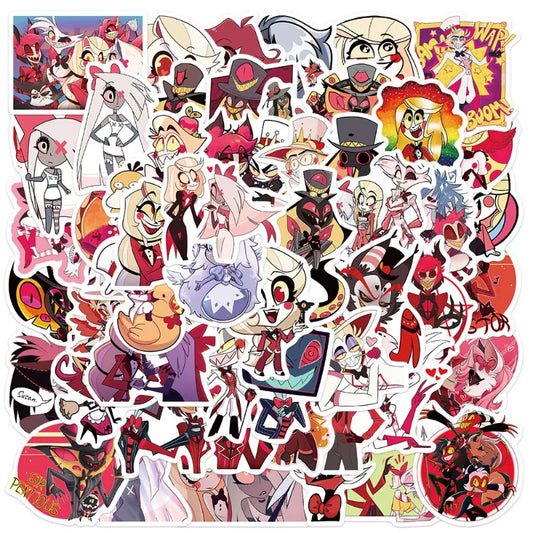 50pcs Hazbin Hotel Stickers for Laptop, Phone, Car, Scooter, Water Bottle, Suitcase, Refrigerator
