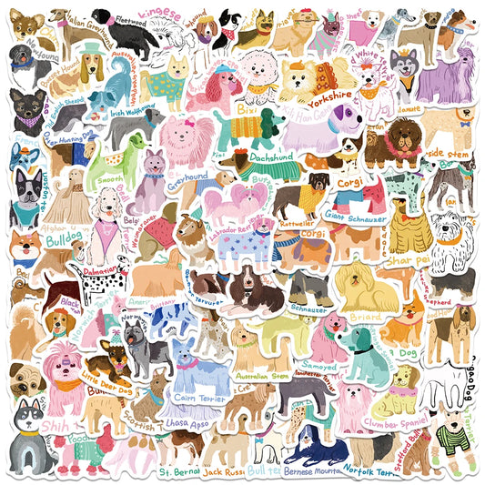100pcs Mini Size Cute Cartoon Animals Dogs Stickers For Luggage Laptop Phone Skateboard Waterproof Graffiti Vinyl Decals