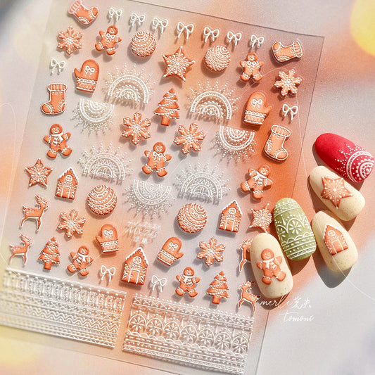 Christmas Nail Art Stickers: Elk, Gingerbread, Snowflake
