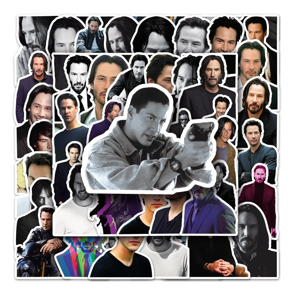 10/50PCS Keanu Reeves Through the Years Sticker Packs