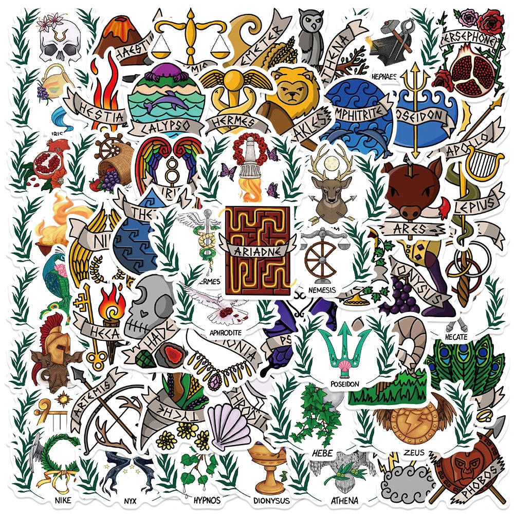 55PCS Greek Mythology Stickers for Scrapbooking, Laptop, Wall, Car, Notebook, Diary Decoration