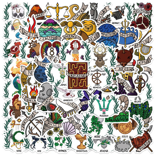 55PCS Greek Mythology Stickers for Scrapbooking, Laptop, Wall, Car, Notebook, Diary Decoration