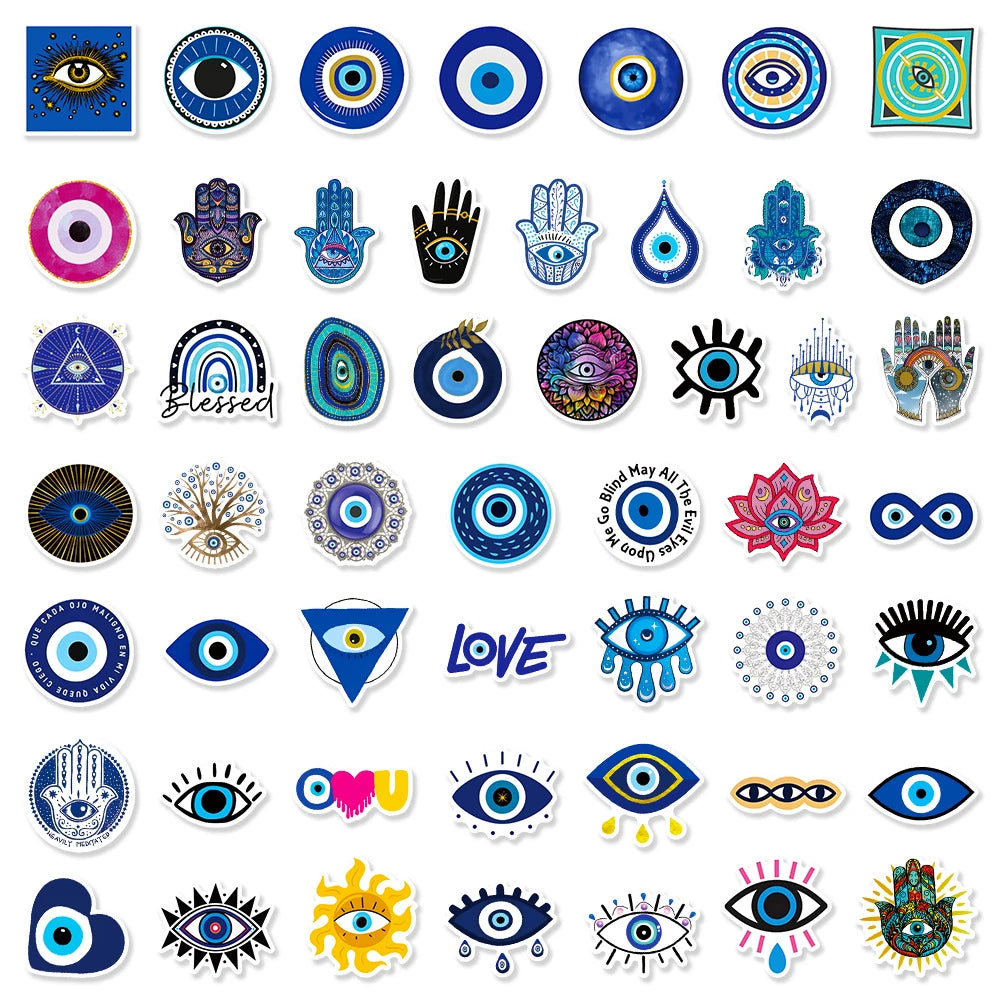 10/30/50pcs Cool Turkish Evil Eye Cartoon Stickers Skateboard Laptop Motorcycle Luggage Phone Car Graffiti Sticker Decal Kid Toy