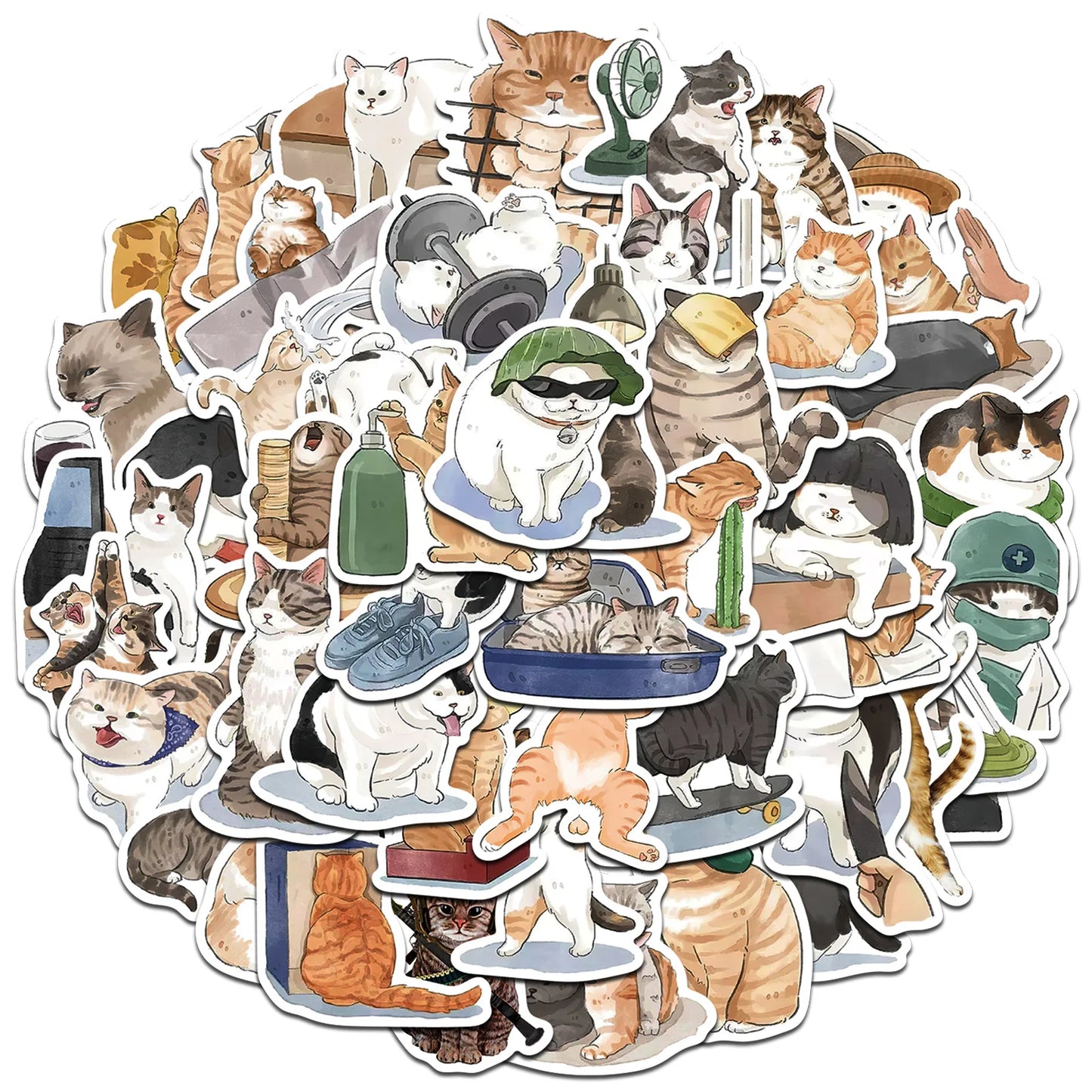 50PCS Cute Cartoon Cat Dog Sticker For Children Luggage Laptop IPad Cup Skateboard Journal Gift Waterproof Sticker Kids Stickers