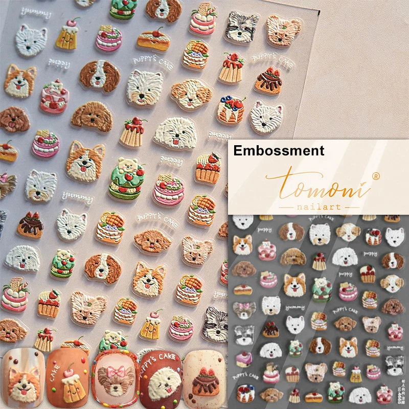 Corgi Cherry Cake Nail Art Stickers Manicure Decals