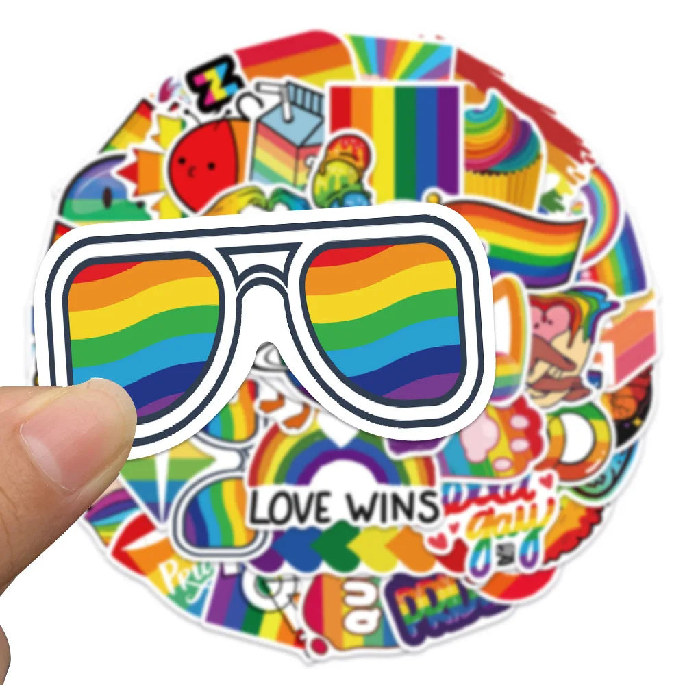 10/30/50Pcs Colorful Rainbow Funny LGBT Gay Pride Stickers On Skateboard Guitar Motorcycle Car Scrapbooking Laptop Suitcase Toys