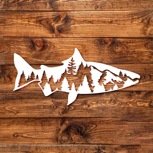 Fishing Mountain Car Laptop Vinyl Decal Sticker