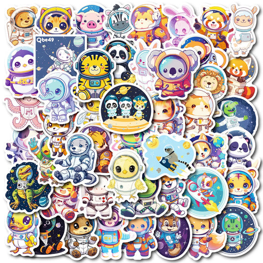 55 Cartoon Animal Astronaut Stickers for Helmet, Desktop, Wall Decoration