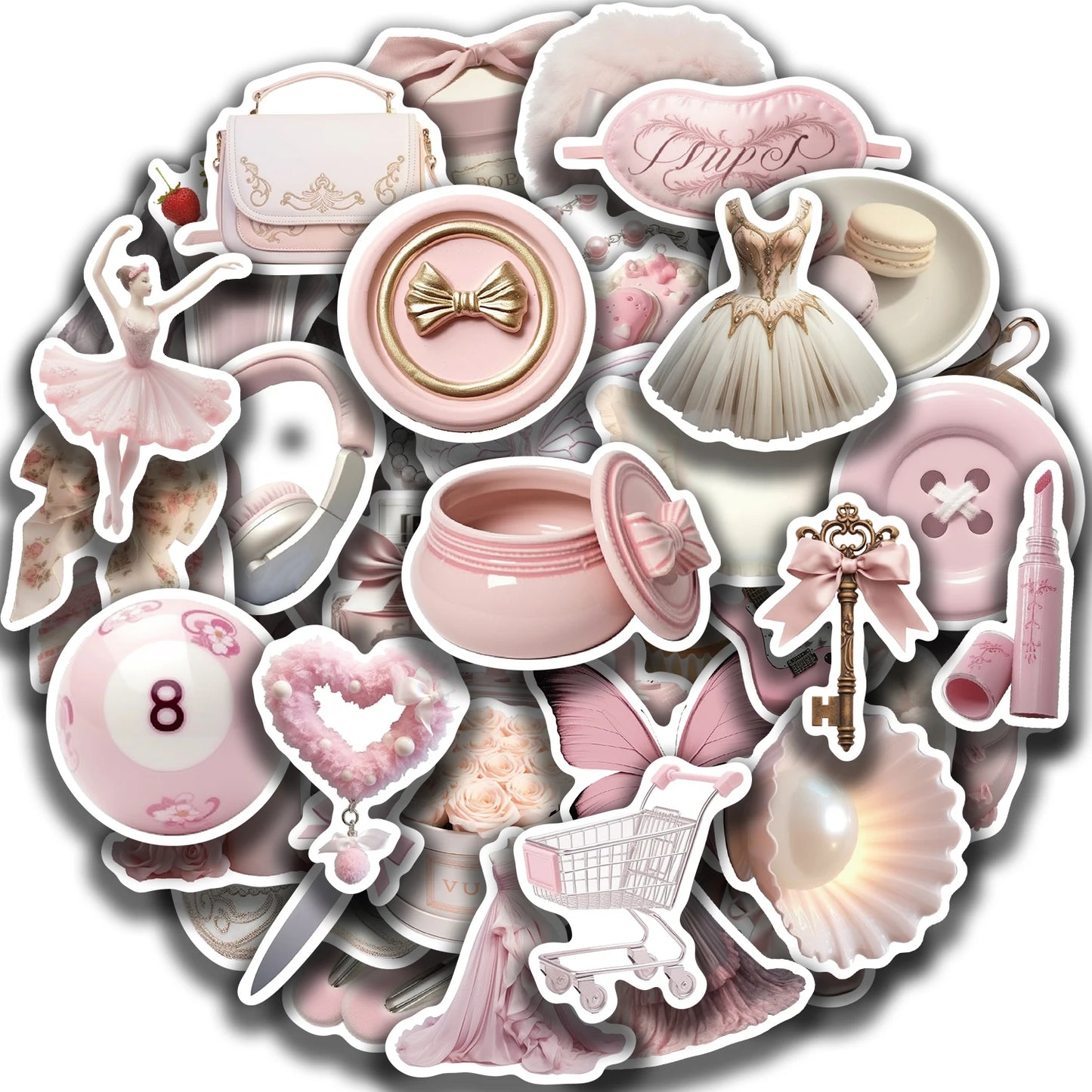 50pcs Cute Pink Ballet Girls Stickers Ins Style Decals DIY Decoration For Laptop Notebook Suitcase Laptop Phone Toys Gift