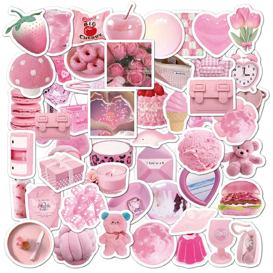 Cute Pink Vsco Girl Stickers Aesthetic Decals for Laptop Phone Suitcase Scrapbook