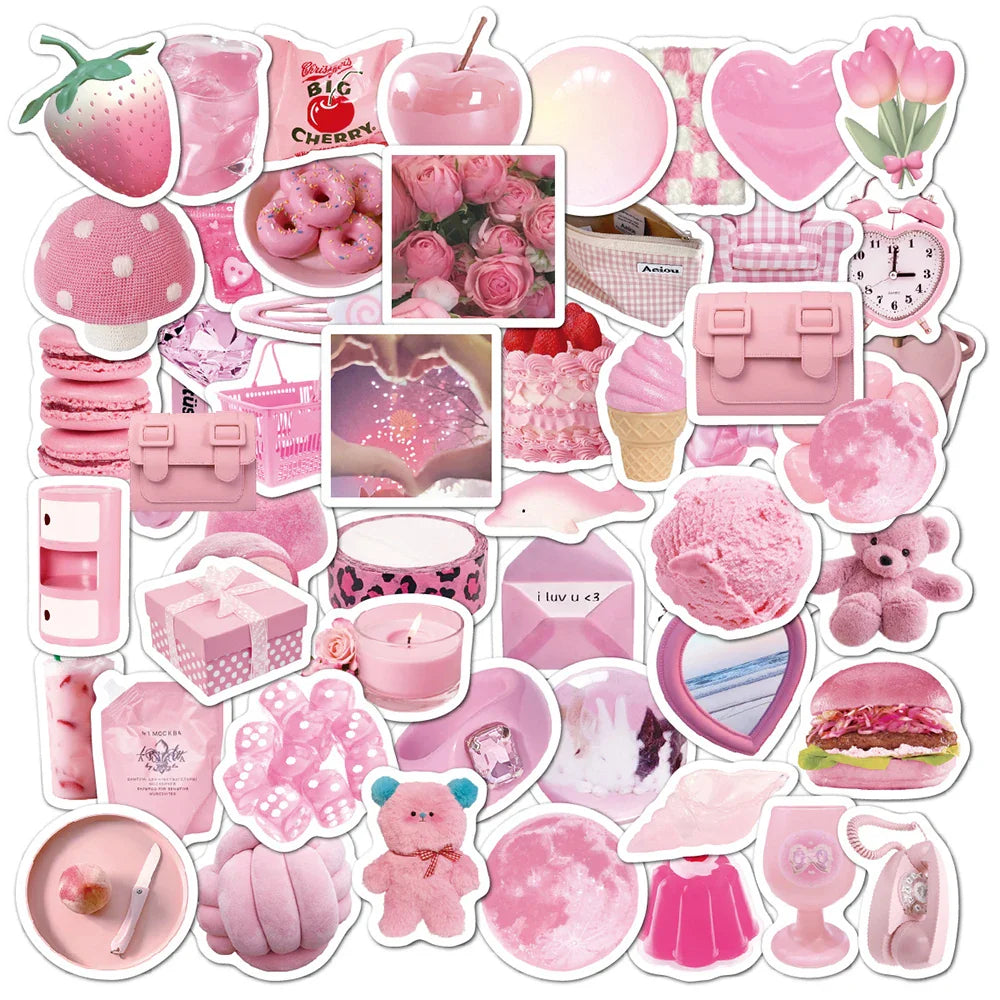 Cute Pink Vsco Girl Stickers Aesthetic Decals for Laptop Phone Suitcase Scrapbook