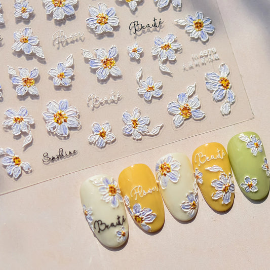 Cosmos Daisy Chrysanthemum Nail Art Stickers Decals