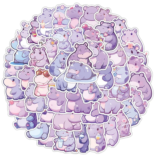 Cute Hippopotamus Cartoon Stickers for Kids - 10/30/50pcs Laptop Fridge Phone Suitcase Scrapbook