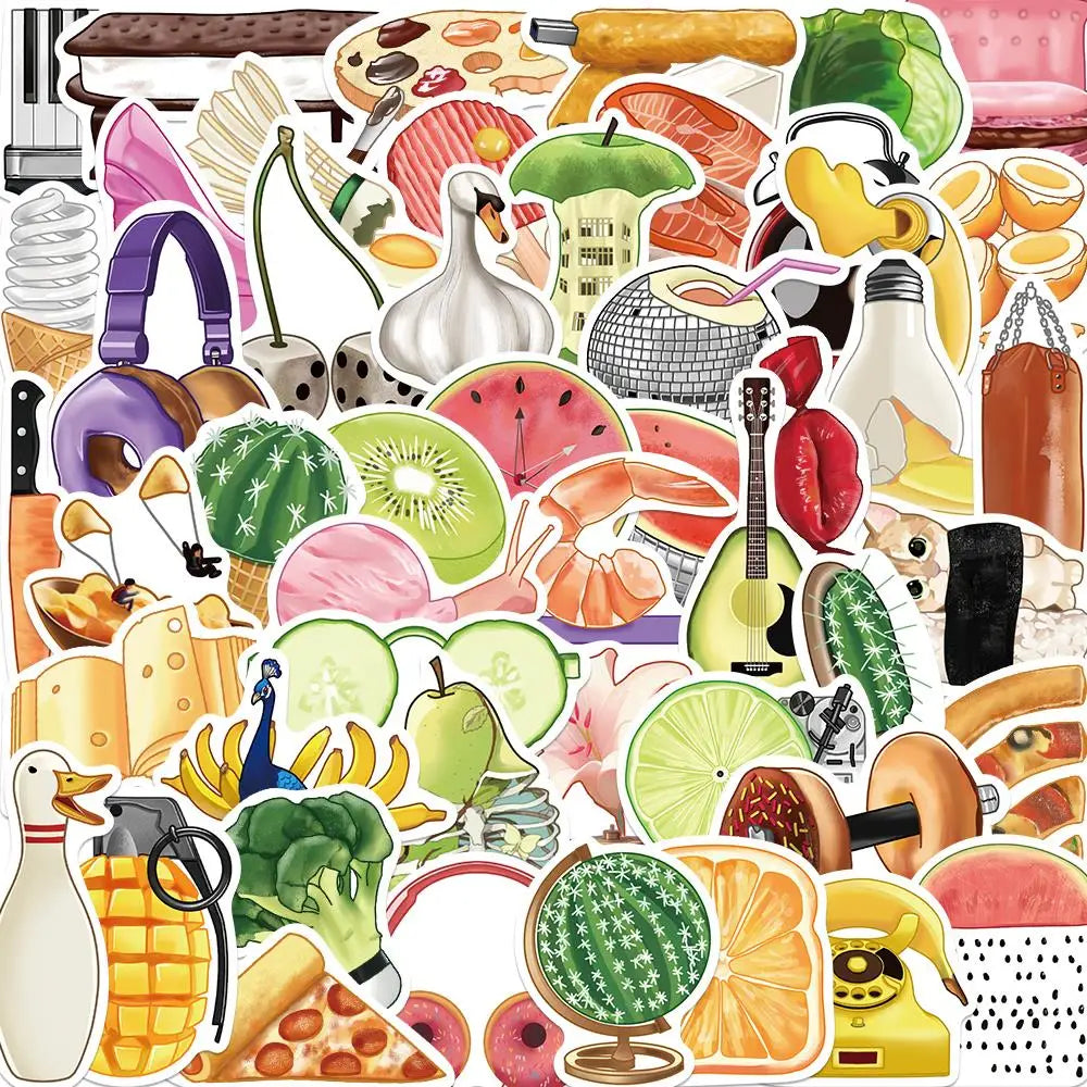 10/25/50PCS Fantasy Fruit Animal Mixed Graffiti Sticker Inspiration Explosion Waterproof Art Decoration Cup Luggage Guitar Decal