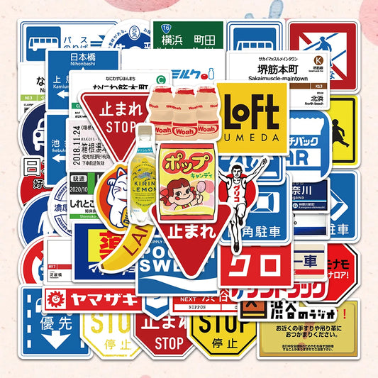 50PCS Warning Parking Stop Sign Stickers for Laptop Motorcycle Skateboard Suitcase
