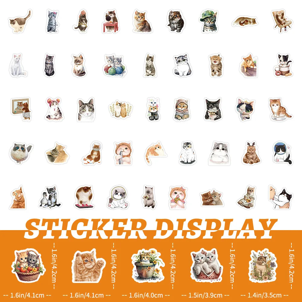 10/30/50/100PCS Cute Kawaii Cats Stickers Decoration Waterproof Skateboard Laptop Phone Notebook Luggage Bike Cartoon Decals Toy