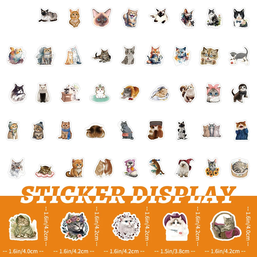 10/30/50/100PCS Cute Kawaii Cats Stickers Decoration Waterproof Skateboard Laptop Phone Notebook Luggage Bike Cartoon Decals Toy