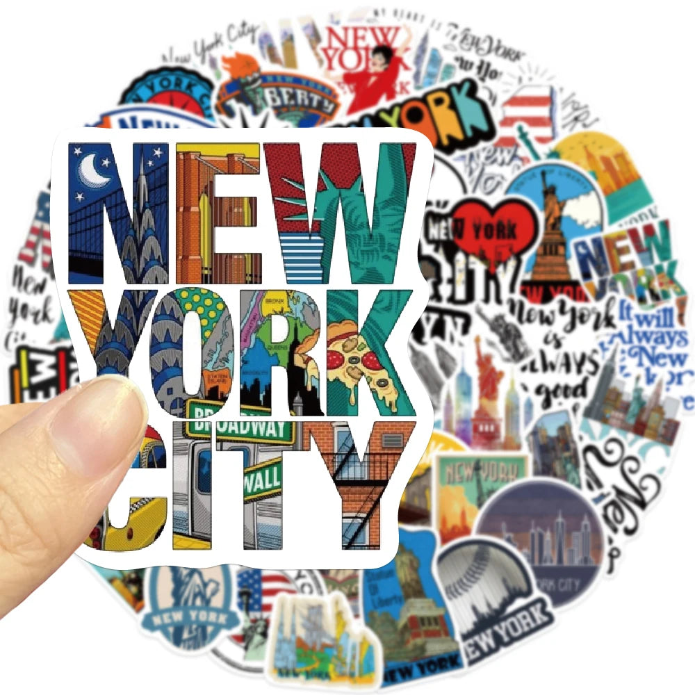 10/25/50PCS New York National Travel Art Graffiti Sticker DIY Luggage Case Guitar Helmet Laptop PVC Gift Decoration Toy Decal