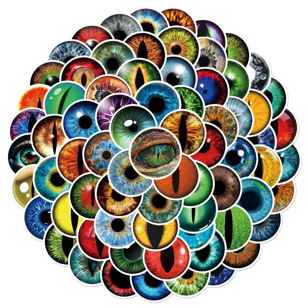 10/80Pcs Trendy Cartoon Horror Eyeball Sticker Graffiti Helmet Cup DIY Waterproof PVC GraffitiSticker Children Toys Wholesale