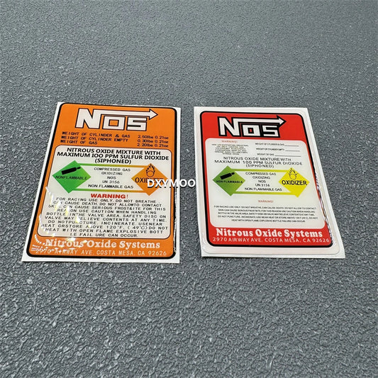 NOS Nitrous Oxide Warning Decals for Cars & Bikes