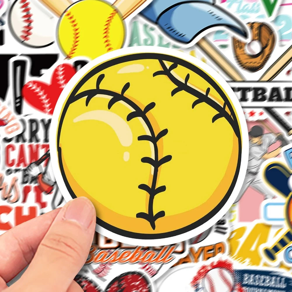 10/25/50pcs Mixed Baseball and Softball Sticker Packs