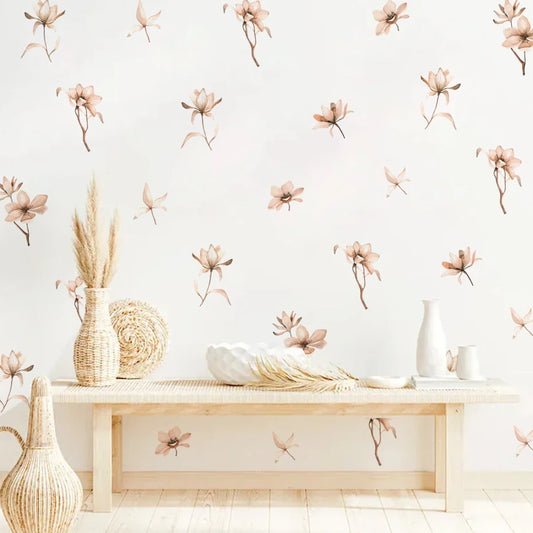 Boho Watercolor Flower Wall Stickers for Nursery Room Decor