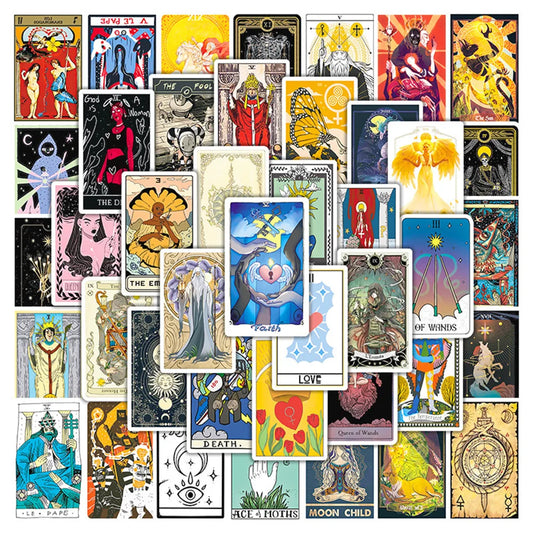 Tarot Cards Cartoon Stickers Pack - Laptop, Luggage, Skateboard Decals