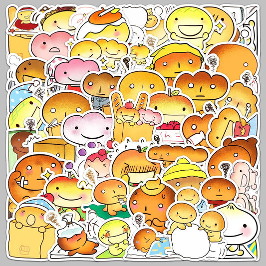 50pcs Cartoon Toasted Bread Stickers for Helmet, Desktop, Wall Decoration