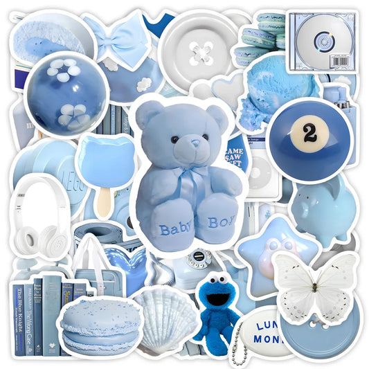 Cute Blue Ins Style Stickers Vintage DIY Toy Gift Decorative Graffiti Decal for Phone Luggage Laptop Bottle Scrapbook Waterproof