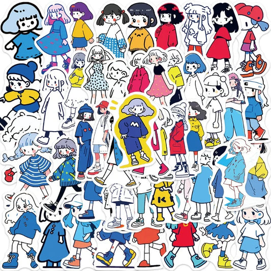 50pcs Girl Graffiti Stickers for Laptop, Phone, Suitcase, Water Bottle, Scooter, Refrigerator