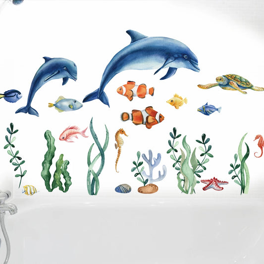 Blue Sea Fish Bubble Wall Sticker for Kids Rooms and Bathroom Decor