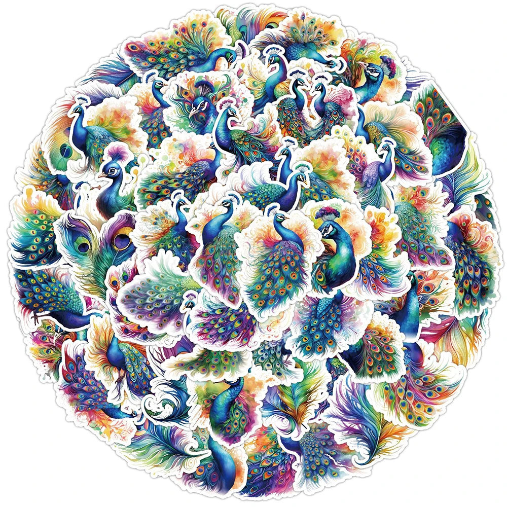 Peacock Cartoon Stickers Waterproof Decals for Bike, Luggage, Laptop