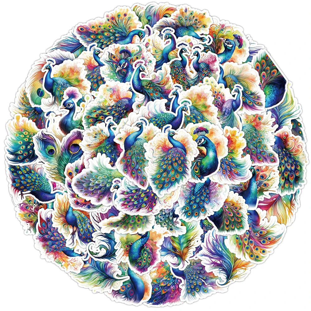 Peacock Cartoon Stickers Waterproof Decals for Bike, Luggage, Laptop