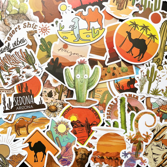 Cactus Camel Desert Stickers 10/50Pcs Scrapbook Guitar Vintage Anime Craft Supplies
