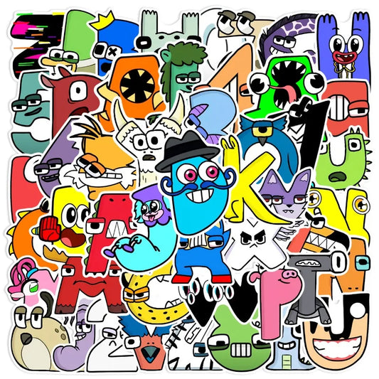 50pcs Alphabet Lore Stickers for Luggage, Water Bottles, Phones, Laptops, Cars, Scooters, and More