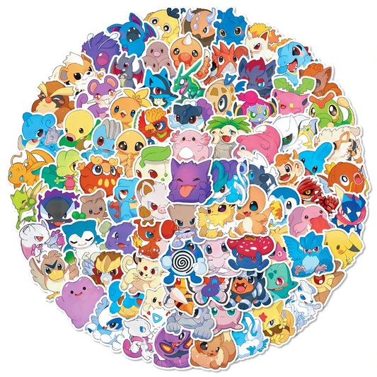 50/100pcs Pokemon Pikachu Stickers Waterproof Kids Decor