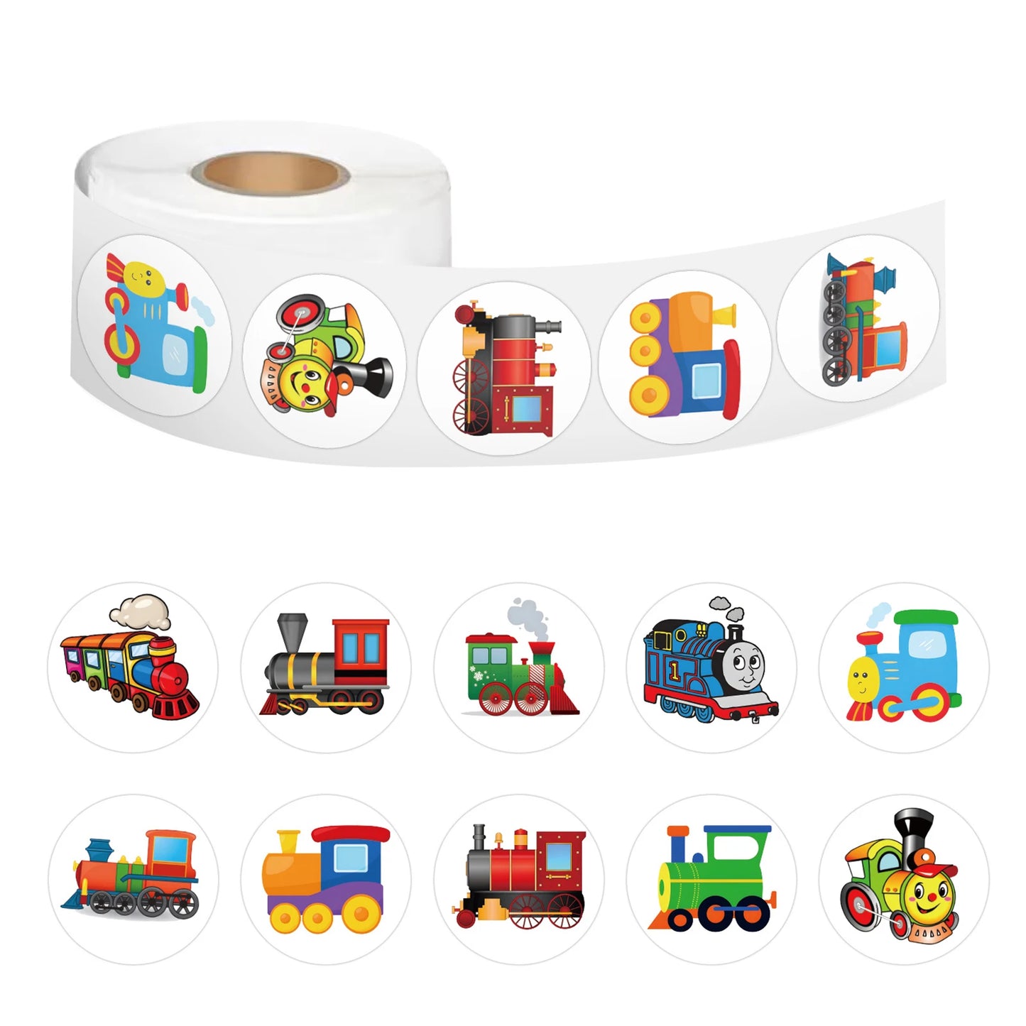 100-500pcs Kids Stickers Train Birthday Party Sticker Traffic Round Reward Sticker For Boys Girls Gift Label Stationery