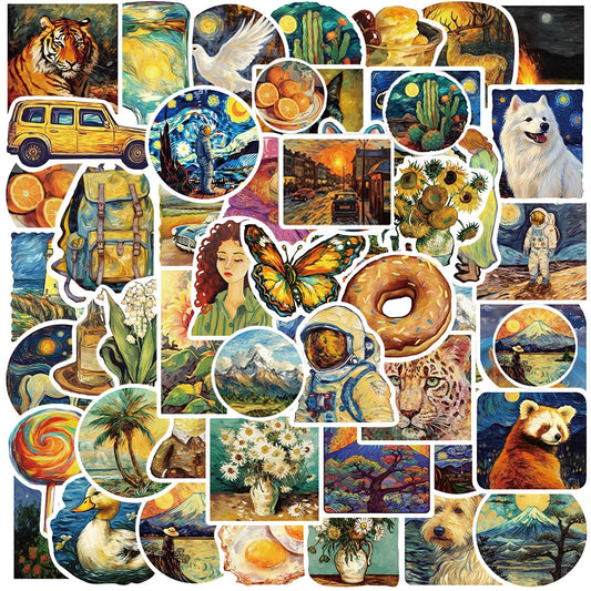 Oil Painting Cartoon Stickers - Laptop, Car, Phone, Suitcase Decoration (10/30/50pcs)