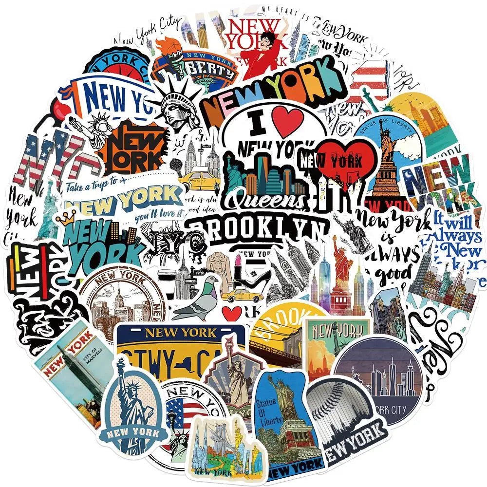 10/25/50PCS New York National Travel Art Graffiti Sticker DIY Luggage Case Guitar Helmet Laptop PVC Gift Decoration Toy Decal