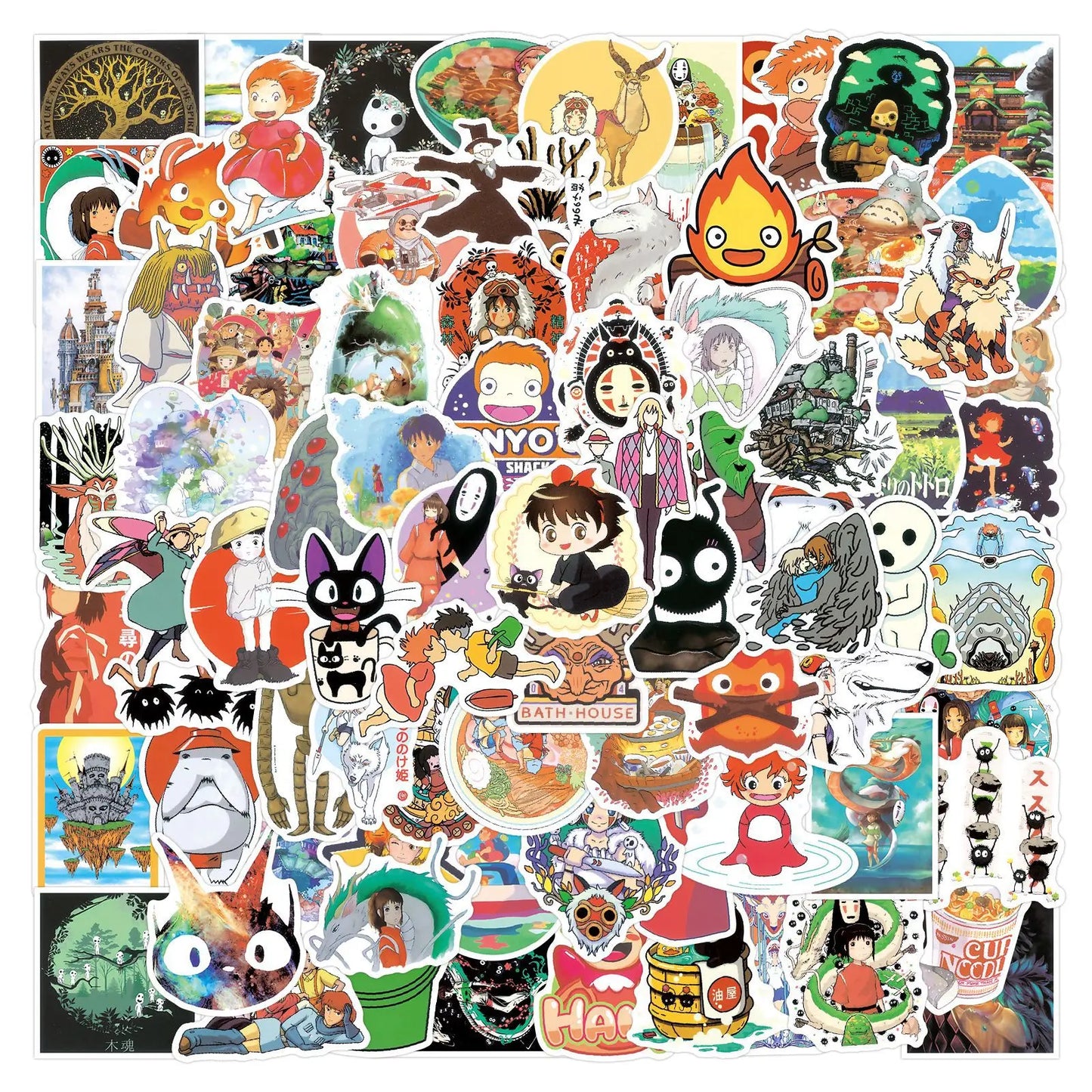 100Pcs Hayao Miyazaki Stickers Waterproof Decals