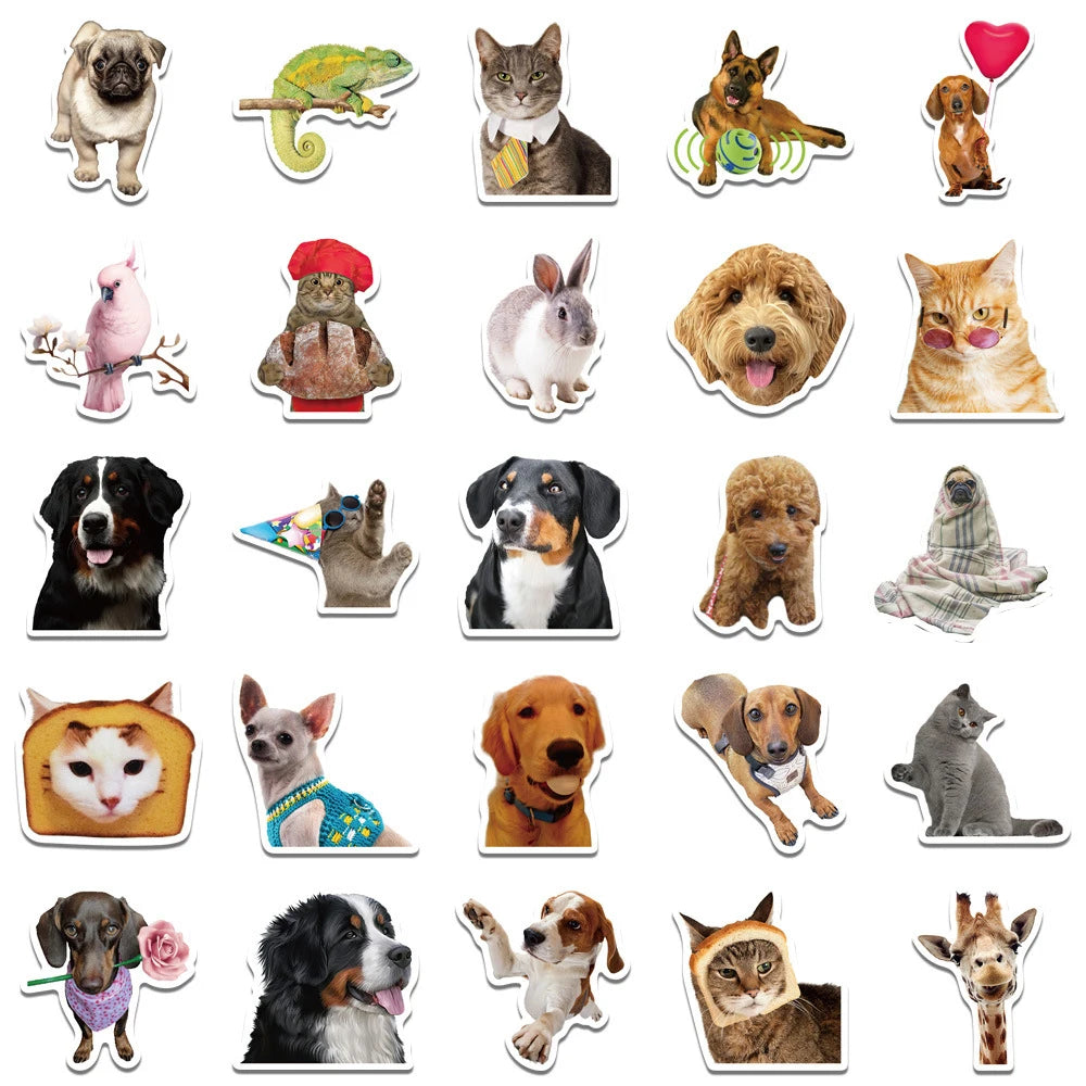 10/30/52pcs Cute Dog Cats Animal Graffiti Stickers Cartoon Decals Scrapbook Laptop Phone Luggage Car Funny Meme Sticker Kids Toy