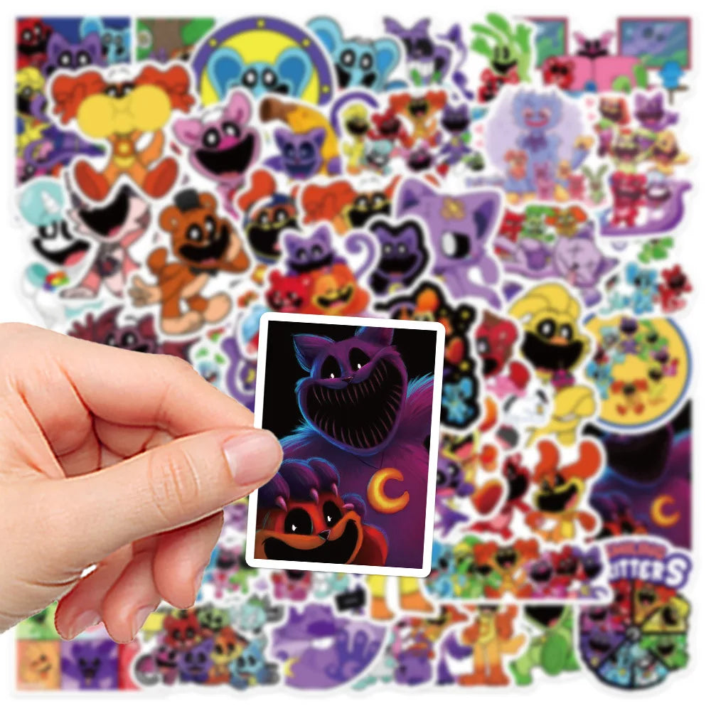 10/30/50PCS Funny Smiling Critters Cartoon Stickers Games Kids Toy DIY Skateboard Stationery Phone Fridge Bike Decals Decoration